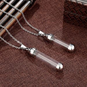 JUTBONG Gift For Ash Sand Openable Screw Cap Lucky Charm Perfume Jars Wishing Bottle Pendant Glass Vial Necklace