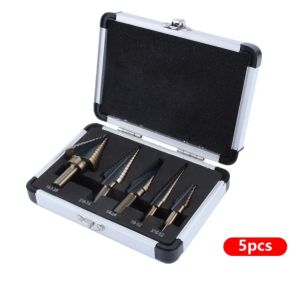 Hanson8 HSS 4241 Cobalt Hole 50 Sizes Step Drill Set Tools Aluminum Case Metal Drilling Tool for Metal Wood Step Cone Drill Bit T2Y7B