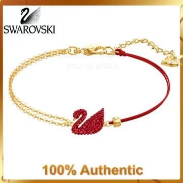【SWAROVSKI】5649774 Swan Red Bangle Medium Bracelet Swan bangle, Swan, Medium, Red, Gold-tone plated | Swarovski