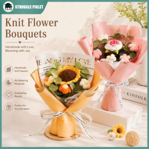 Handmade Crochet Flower Bouquet Simulation Sunflower Rose for Valentine Birthday Graduation