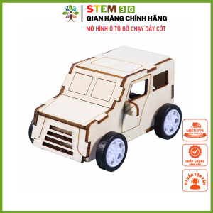 STEM Gỗ: Lắp ráp mô hình Ô tô gỗ di chuyển bằng dây cót. Đồ chơi giáo dục khoa học sáng tạo cho bé. STEM3G