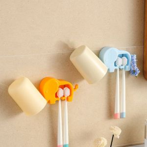 PTPT Plastic Elephant Toothbrush Cup Holder Wall Mounted Cartoon Sundry Storage Rack Practical Cute Elephant Toothbrush Holder for Home