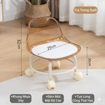 Sẵn Hàng Ghế Đẩu Mini Có Bánh Xe Xoay 360 Độ Đệm Da PU Chống Ồn Tiện Lợi 🔥goya158🔥