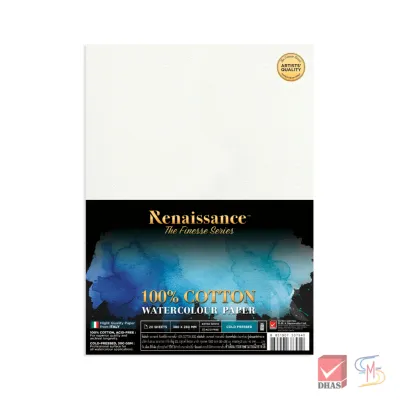 Renaissance กระดาษสีน้ำ กระดาษวาดเขียน คอตตอน 100% กึ่งเรียบกึ่งหยาบ 300G จำนวน 20 แผ่น