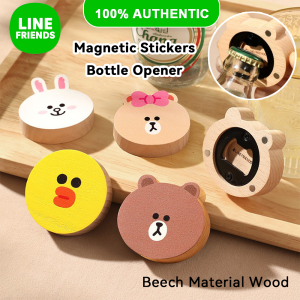 LINE FRIENDS Bottle Opener Magnetic Fridge Opener Beech Wood Compact Home Decor LFB302