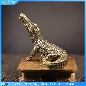 [COD] Antique Bronze Crocodile Miniature Figurines Vintage Brass Mini Alligator Statue Desk Ornaments Home Feng Shui Decor Crafts