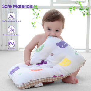 BIRR Baby Pillow Infant Head Shaping Sleeping Pillows Soft Kids Pillow Breathable Print Cotton Newborn Pillows Prevent Flat Head Sleeping Support for Toddler Preschool Boys and Girls 0-10 Years 47*28*5cm