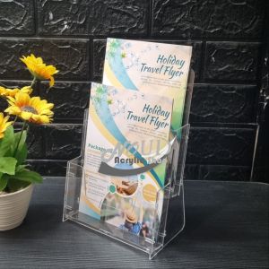 Salin Salin Tempat Brosur Akrilik / Display Brosur Acrylic / Rak Brosur Uk. A5 2 Susun Knock Down