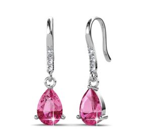 Her Jewellery Dew Drop Earrings (Pink) - Luxury Crystal Embellishments plated with 18K Gold
