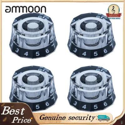ammoon Set of 4pcs Dodecagon Electric Guitar Knobs Guitar Volume Knob EPI Electric Guitar Bass Knob Volume Tone Knob LP Potentiometer Cap Electric Guitar Parts Replacement Accessories