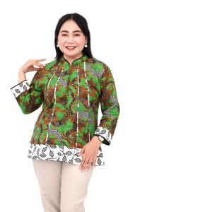 Atasan Batik Blouse Big Size Wanita Jumbo LD 140 Model Blus Jumbo Seragam Kerja Kantor Batik L-XL-2L-3L-4L-5L-6L-7L / Pakaian Batik Model Big Kekinian Trendy Busana Modern