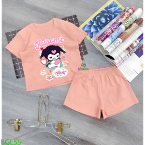 Bộ đồ bé gái hình in kuromi tim cho bé từ 6kg-27kg.BGL55.