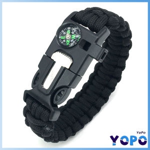 YoPo Outdoor Camping Bracelet With Whistle Flint Fire Starter Nylon Bracelet 3.2m Rope Wild Survival