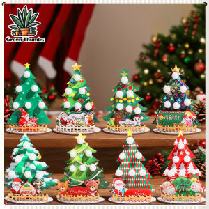 Small Wooden Christmas Tree Set with LED Christmas Desktop Decorations for Party Table Xmas Creative Gifts