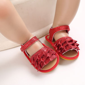 Baby Spring and Autumn Christmas Cute Bow Solid Soft Sole Princess Shoes 0-18 Months Newborn Casual Walking Shoes