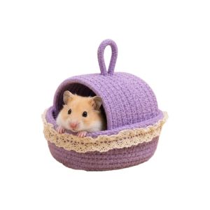 CHICSTOP Scratch Resistant Weave Hamster Nest Wear Resistant Breathable Guinea Pig Tunnel Creative Top Handle Small Pet Hiding House Small Pet