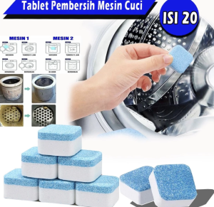 Isi 20 Pcs Tablet Pembersih Mesin Cuci - Sabun Tablet Penghilang Bau Mesin Cuci - Washing Machine Cleaner Laundry Anti Bakteri