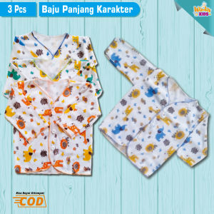 3 Pcs Baju Bayi Baru Lahir Lengan Panjang Karakter Windis Kids
