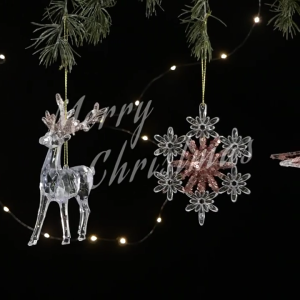 Người dùng thân thiện rõ ràng Acrylic giáng sinh treo decors glitters Hươu thiết kế bông tuyết hiệu quả trang trí ngày lễ