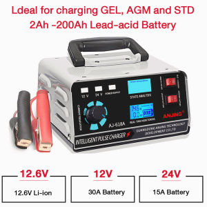 Car Battery Charger 12/24V 400W 400A Heavy Duty Battery Copper Wire Intelligent Fully Automatic Five Level Pulse Repair Battery Fast Charging