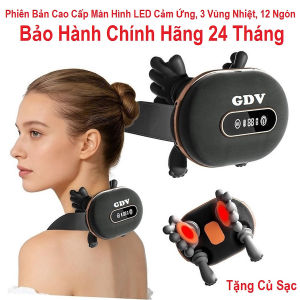 Phiên Bản Cao Cấp [Tặng sạc cáp] Máy Massage Cổ Vai Gáy GDV Bản Cao Cấp LED Cảm Ứng 3 Vùng Nhiệt 12 Ngón Mô Phỏng Bàn Tay Người Kết Hợp Chườm Ấm Mát Xa Trị Liệu Giảm Đau Mỏi Cơ - Hàng Chính Hãng