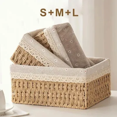 Nordic Rattan Storage Basket Desktop Weaving Storage Basket Handmade Rattan Storage Basket