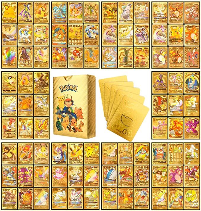 2022 Mới 54 Pokemon Thẻ thẻ kim loại V Thẻ Pikachu Charizard Vàng Vmax ...