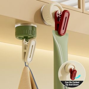 SWEET LORD Ceiling Mounted Suction Cup Storage Clip Space Saving Wall Mounted Drying Sock Clip Hat Clip Durable No Drill Hook Bathroom