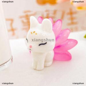 [COD] xiangshun 1PC Cute Mini Luminous Resin Nine Tailed Fox Ornament Glow In The Dark Miniature Figures Fox Micro Landscape Dollhouse Decoration