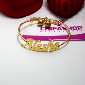 gelang ukir nama Sendiri setelan custome elegant lapis emas 24k