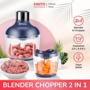 New Chopper FINITO Kaca 06 L + 2.5 L dengan 4 Pisau Baja Tahan Karat 2 Tingkat Kecepatan / Penggiling Daging FINITO