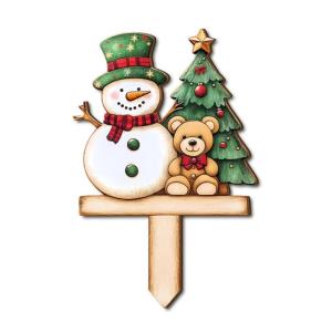 Wooden Santa Greeting Stake Handcrafted Decorative Holiday Lawns Sign For Christmas Home Business Festivities