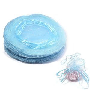 CHLOCH 10Pcs Vải tuyn Túi dây rút bằng vải organza Hình tròn 26CM Túi đựng đồ trang sức có dây rút Lưới Túi Organza tròn Túi quà Giáng sinh đựng kẹo cưới hộp đựng đồ trang sức