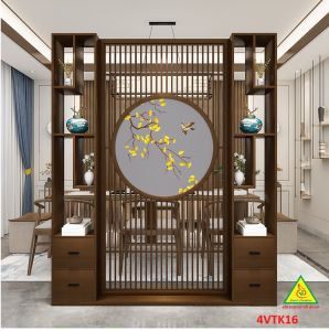 Vách ngăn phòng khách vách ngăn tủ kệ bằng gỗ 4VTK16 - Nội thất lắp ráp Viendong adv
