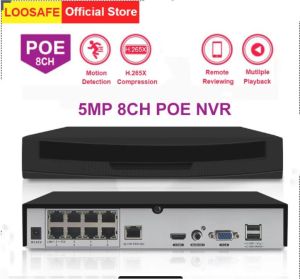 LOOSAFE H.265 8Channel POE NVR 1080P Network Video Recorder for POE IP Camera Surveillance Security SystemSupport  Compliant