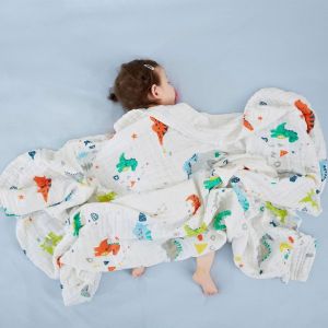 120*110cm Baby Muslin Blanket Infant Receiving Blanket Newborn Swaddle Cotton Baby Bath Towel