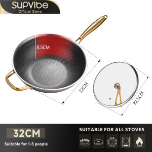 SUPVIBE Non Stick Frying Pan 316 Stainless Steel Double-sided Honeycomb Wok uncoated Non-lampblack StoveUniversal
