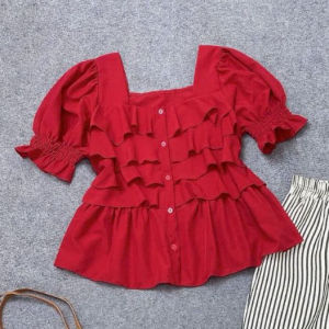 Set bộ bigsize nữ áo kiểu phối bèo tiểu thư kèm quần dài ống suông xinh xắn cho nàng chuppy - SET( SM36+Q534)