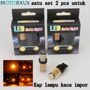 satu set 2 pcs Mobil LED REVERSE SIGN LIGHT 1156 CANBUS BA15S BAU15S 144 SMD 12-24V LED 1157 bay15d 7440 t20 led Lampu Sein