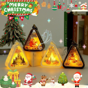 Christmas Flame Light Vintage Creative Desktop Lamp Santa Claus Snowman Hanging Lantern Home Decor