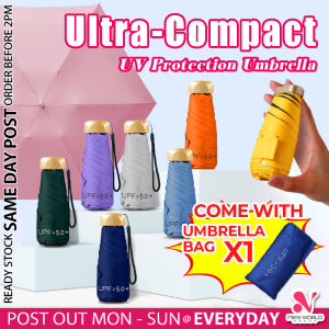 《 𝗨𝗣𝗙  𝟱𝟬+ 》UV Protection Mini Folding Umbrella Portable Lightweight Backpack Pocket Travel Umbrellas Payung Hujan 迷你雨伞