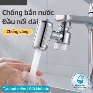Đầu Nối Vòi Nước Rửa Mặt Tích Hợp Lõi Lọc Bông PP Tinh Lọc Nước - Xoay Đa Hướng 1080 Độ 4 Chế Độ Phun Thác Nước & Vòi Sen - Chất Liệu Đồng Thau Mạ Chrome Chống Gỉ Cho Vòi Bồn Rửa Mặt Lavabo Bồn Bếp - Tiện Lợi Cho Rửa Mặt Gội Đầu Chống Bắn Nước