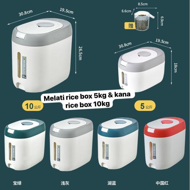 NEW-Dispenser Beras 5 & 10 KG Rice Dispenser Tempat Wadah Penyimpanan ...