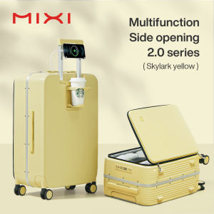 Mixi Side Opening Luggage 20/24/26 Inch Multi-functional Large-capacity Travel Suitcase with USB+TYPE C Charging Port Cup Holder Phone Holder PC Carry On Luggage Aluminum Frame Trolley Case with TSA Lock M9286