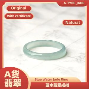 Timeswind đơn giản ngọc bích tự nhiên ánh sáng màu xanh lá cây Nhẫn Vuông tròn cho nam giới và phụ nữ với giấy chứng nhận