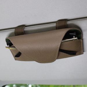 ONFIN สากลสากลสากล กล่องเก็บแว่นตารถยนต์ มัลติฟังก์ชั่นการใช้งาน หนังพียู ผู้ถือแว่นตากันแดดบังแดดอัตโนมัติ ที่มีคุณภาพสูง ถุงเก็บที่บังแดด แว่นตาคลิปแว่นตา อุปกรณ์ตกแต่งภายในรถยนต์