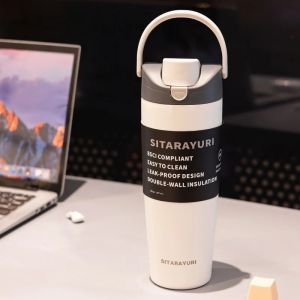 SITARAYURI Stainless Steel Insulated Bottle 900ML Double Drink Straw Thermos Cup Leak-proof Outdoor Sports Car Cups Hot Cold2026