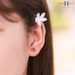 Khuyên Tai Bạc Nụ Đá Đen Vuông Duy Hiển Cá Tính Ấn Tượng