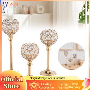 【Flagship】 Set of 3 Tall Votive Candlestick Holders Gold Candle Holders Crystal Candlestick Holders for Wedding Party Christmas Table Decoration