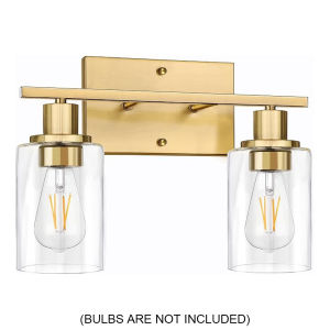 Matte Black Bathroom Vanity Lights Clear Glass Wall Sconces Modern Farmhouse Metal Wall Lamp E26 E27 Base Hardwired Indoor Lighting Fixtures For Mirror Bedroom (Without Bulb)